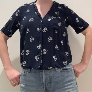 Forever 21 cropped button up phone blouse